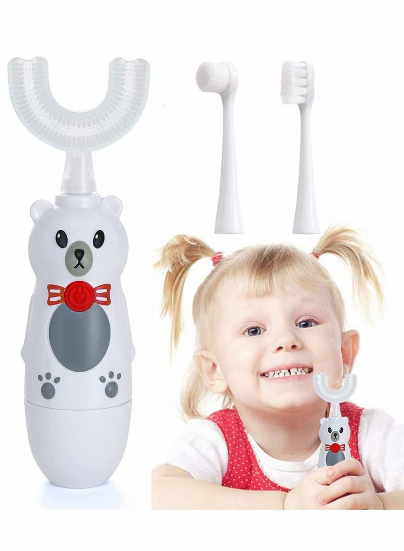 Kids Automatic Electric Toothbrush, Kid U-Shaped, Massage with U-Type, Cartoon Modeling  with Three Types of Brush Heads, Battery Operated