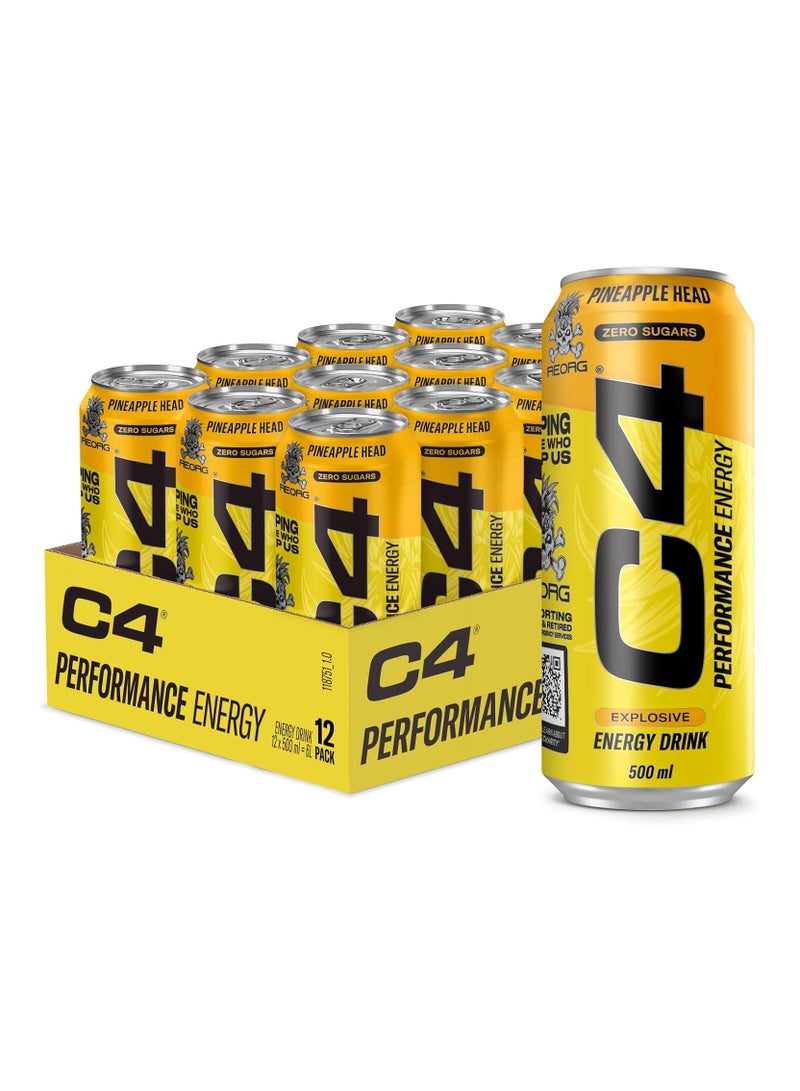 C4 Performance Energy Carbonated RTD 12x500ml- Pineapple Head