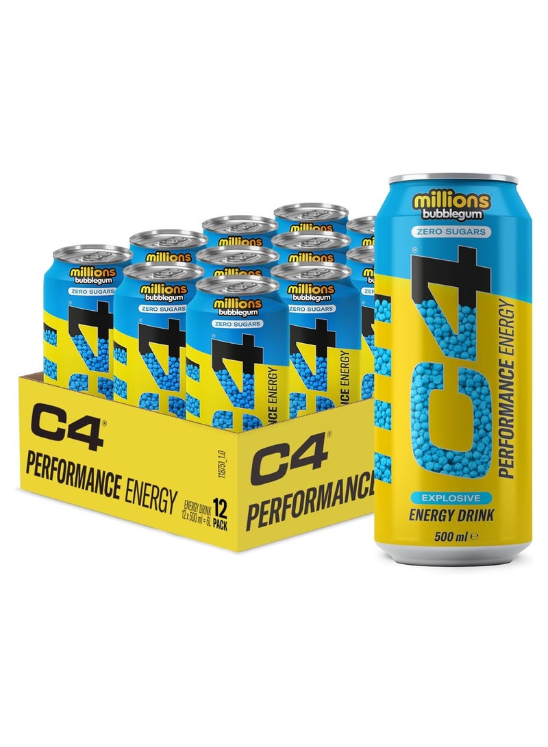 C4 Performance Energy Carbonated RTD 12x500ml- Millions Bubblegum