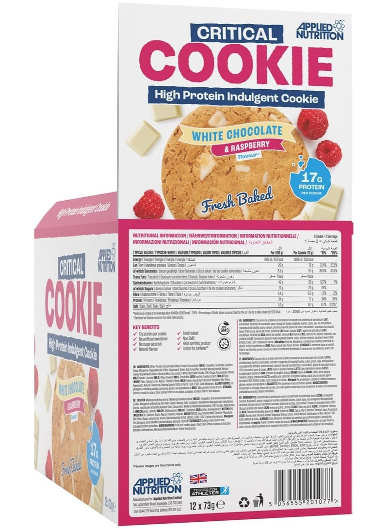 Applied Nutrition Critical Cookie White Chocolate & Raspberry 73g Pack of 12