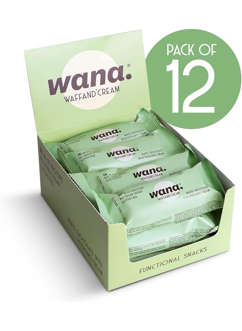 Wana Waffand Cream White Chocolate with Pistachio 43g Pack of 12