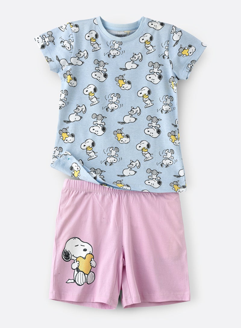 Sleep Story  By Urban Haul  Peanuts Snoopy Shorts Set for Girls