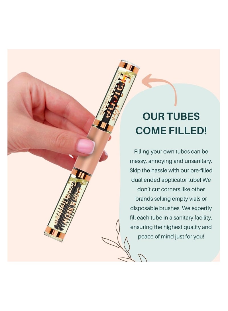 Live Fraiche Organic Castor Oil Lash Serum for Hair Growth, 100% Pure Eyebrow Eyelash Growth Serum, Cold Pressed Hexane Free (2oz Glass Bottle + FILLED Mascara Tube)