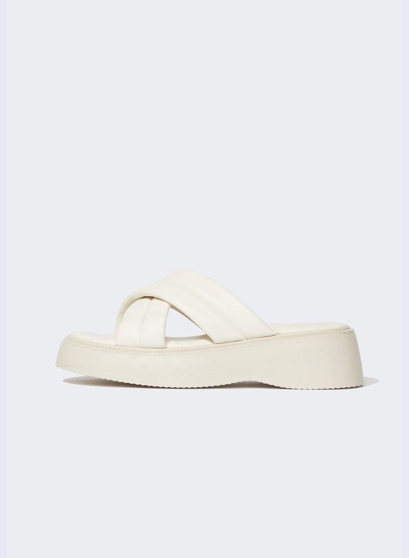 High Sole Cross Strappy Slippers