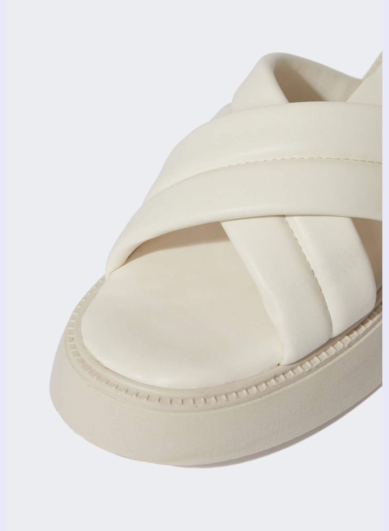 High Sole Cross Strappy Slippers