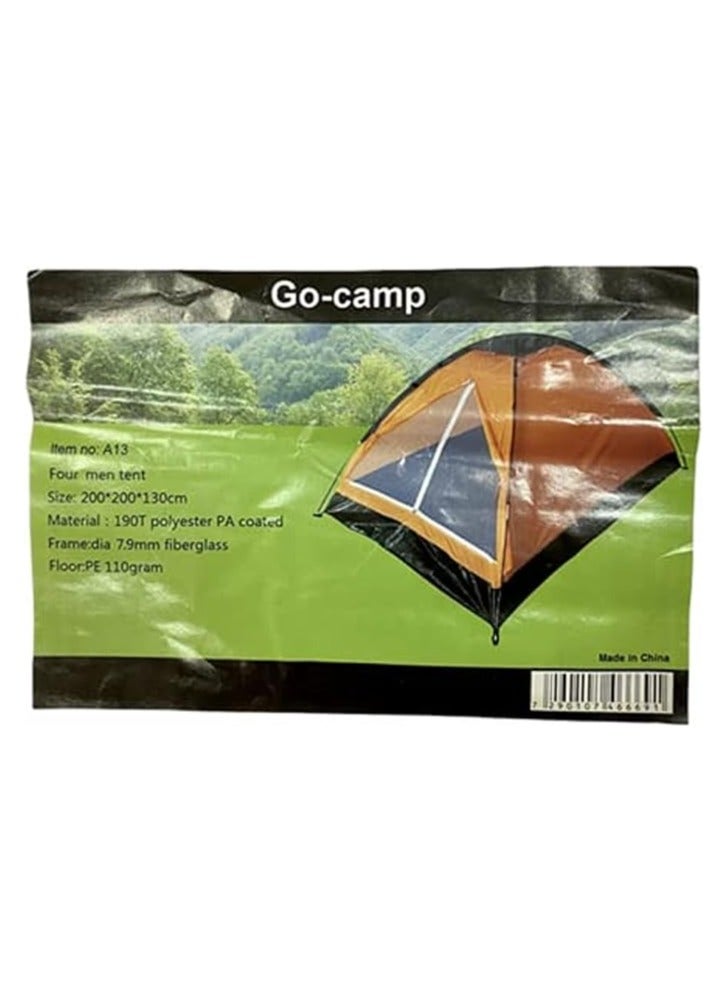 Go-Camp Two Men Tent  200 x 140 x100cm WJT-A09-2MT Orange/Black Tent for Outdoor Camping, Hiking, Mountaineering  Family Tents