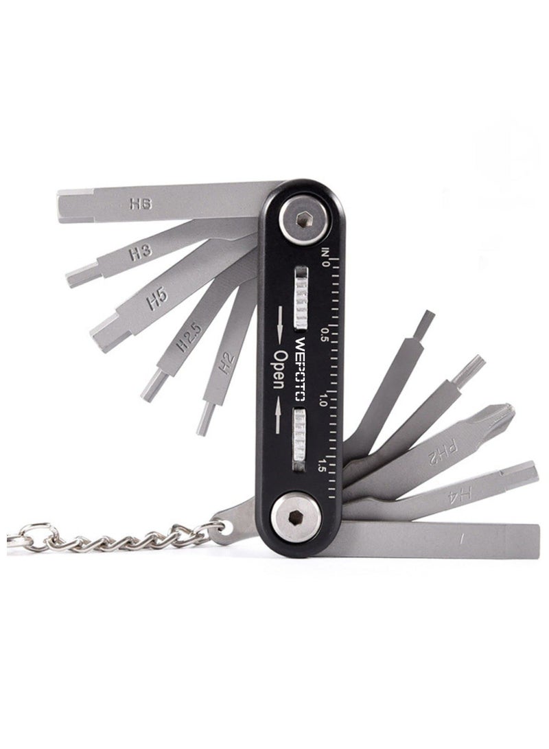 10 in 1 Portable EDC Multifunctional Folding Tool Screwdriver and Hex Key Set Mountain Cycle Portable Socket Multipurpose Wrench Bicycle Multi Tool Screwdriver Bike Allen Fix Wrench Screwdriver