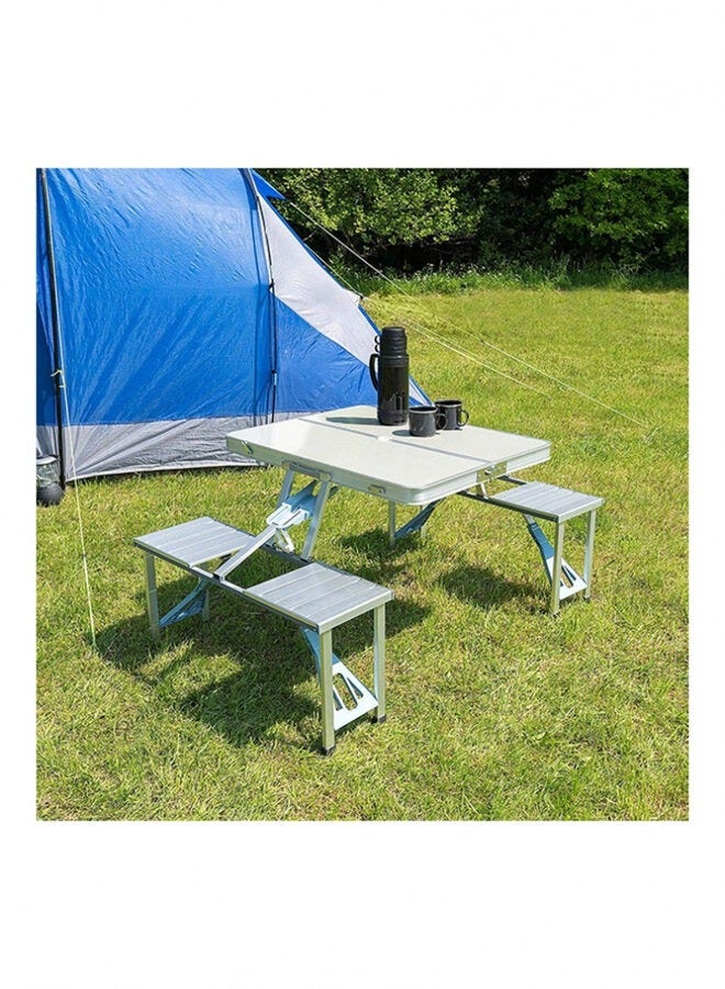 Foldable Chair and Table Set, Outdoor Set, Camping Table with Chair 88x11x36.5cm Silver