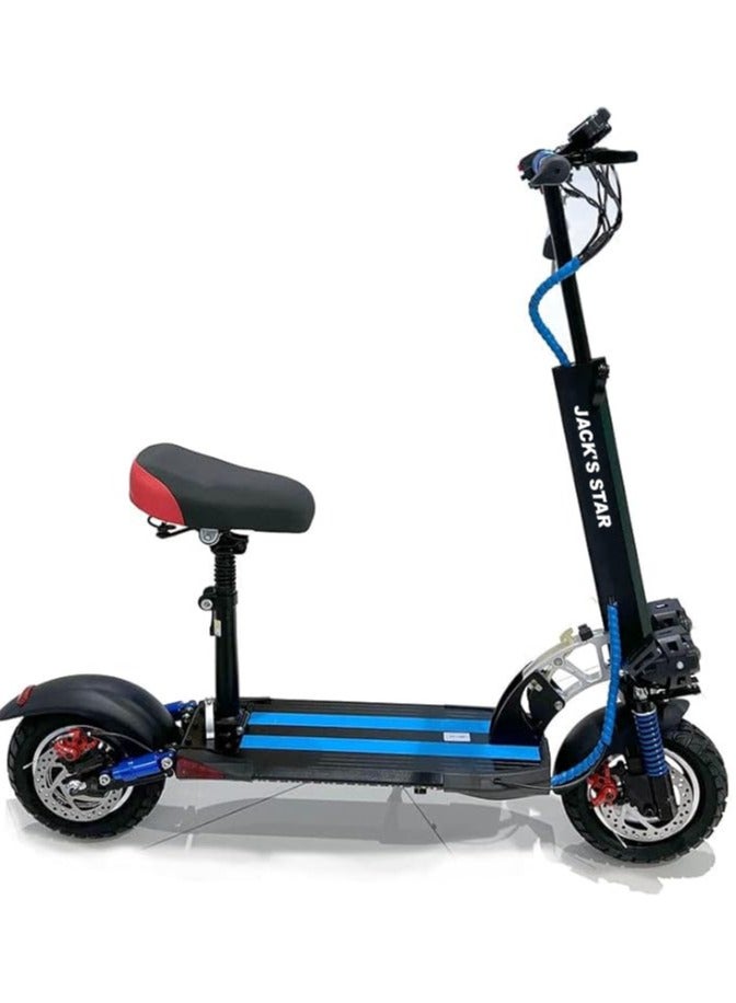 Jack's Star E20 Pro Max Electric Scooter 2024, 75km/h speed 48V, 13AH 1500W, Full Foldable, With Off Road 10inch offroad Tyres, Aluminum body With Free Helmet and Reflective Vest