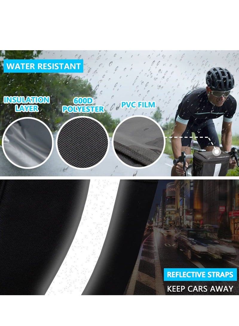 Bicycle Handlebar Bag, Heat Insulation and Thermal Insulation Bicycle Insulation Bag with Reflective Strip Outdoor Activity Bag Can Touch The Transparent Phone Bag(Black)