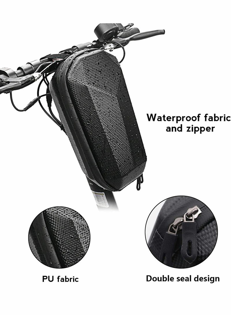 Scooter Storage Bag, Waterproof Hard Shell Scooter Handlebar Bag Storage Bag for Electric Scooter, Self Balancing Scooter and Folding Bike (Black)