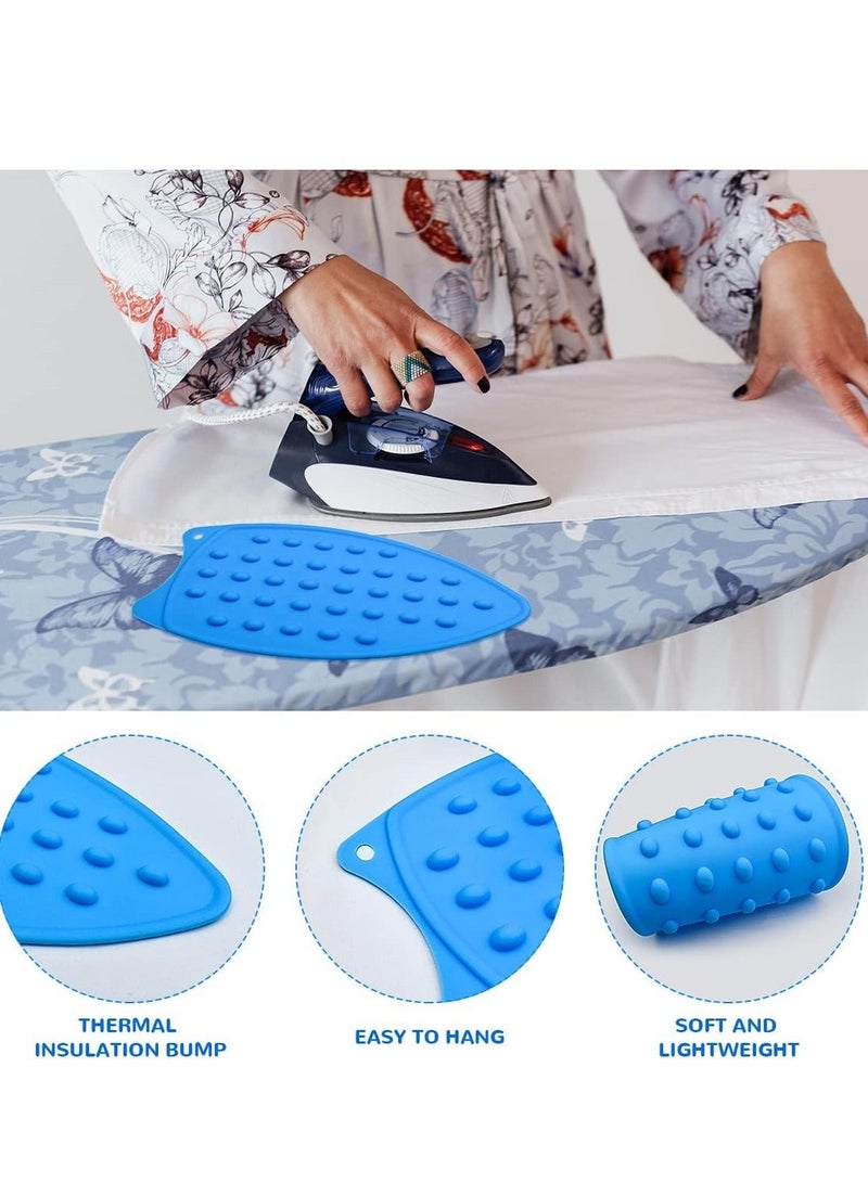 Silicone Iron Rest Pads, Multipurpose Iron Hot Resistant Mat Protective Pads for Ironing Board, Silicone Heat Resistant Mat for Flat Irons, Curling Irons, Blue, 2 Pcs
