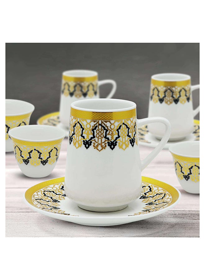 Ceramic Gold Cawa Cup And Saucer, P00011, 18 Pcs Set, 90Ml