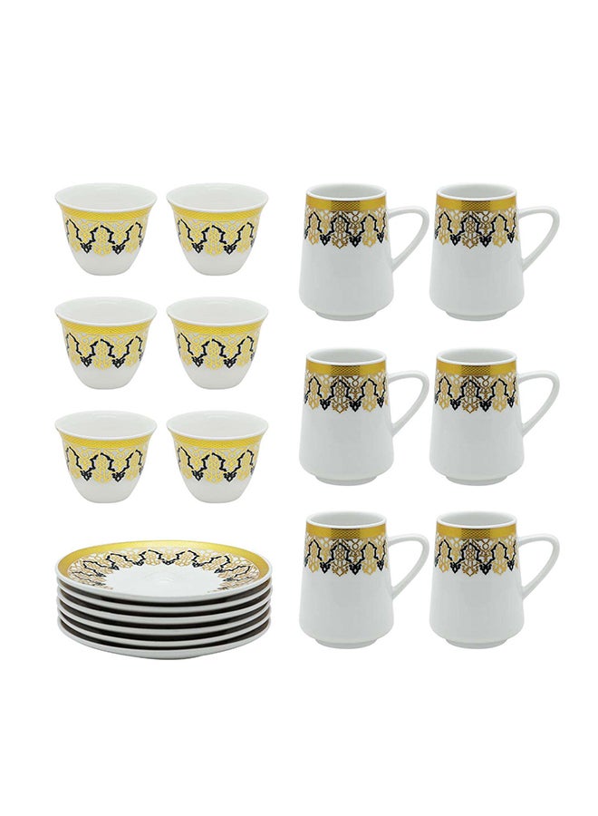 Ceramic Gold Cawa Cup And Saucer, P00011, 18 Pcs Set, 90Ml