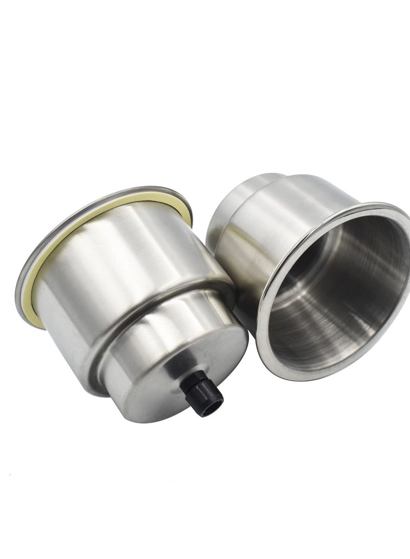 Stainless Steel Cup Drink Holder, Insert with Drain for Marine Boat RV Camper Stainless Steel Cup Drink Holder with Drain Marine Boat Rv Camper (2PCS)