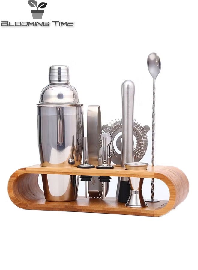 9 piece cocktail shaker set silver/black