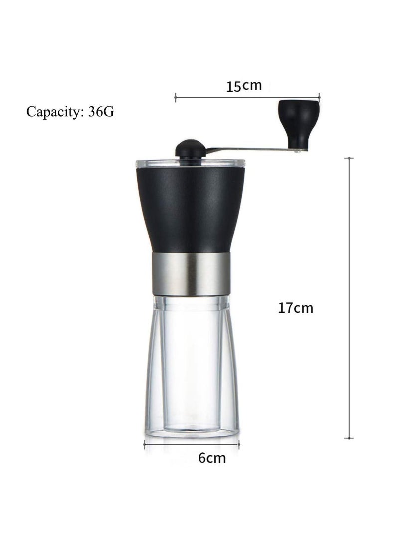 Manual Coffee Grinder, Conical Burr Grinder Portable Hand Crank Coffee Bean Mill for Hand Grinder for Home and Travel (Black)
