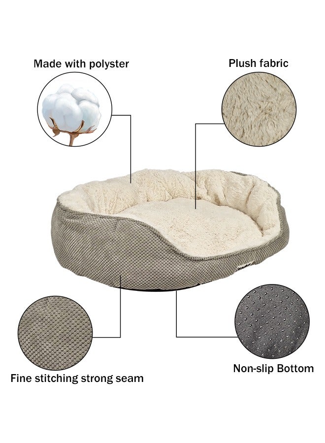 Dog bed for large dogs with raised edges, a Cozy sofa for pets, Machine washable couch with anti-slip bottom, Suitable for all sized dog 85 cm L (Grey and beige)