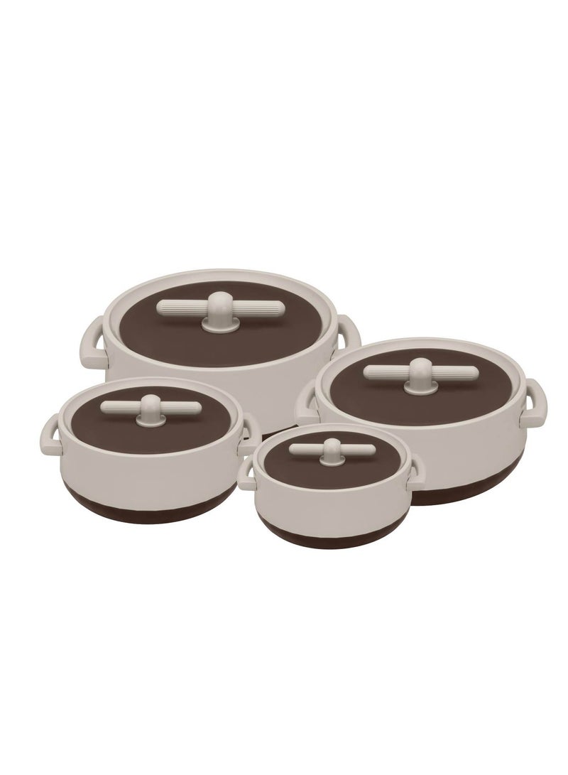 Selvel Velvet Insulated Hot Pot Brown - 4Pcs Set (1000/1500/2000/3000), Phpv04-Brown