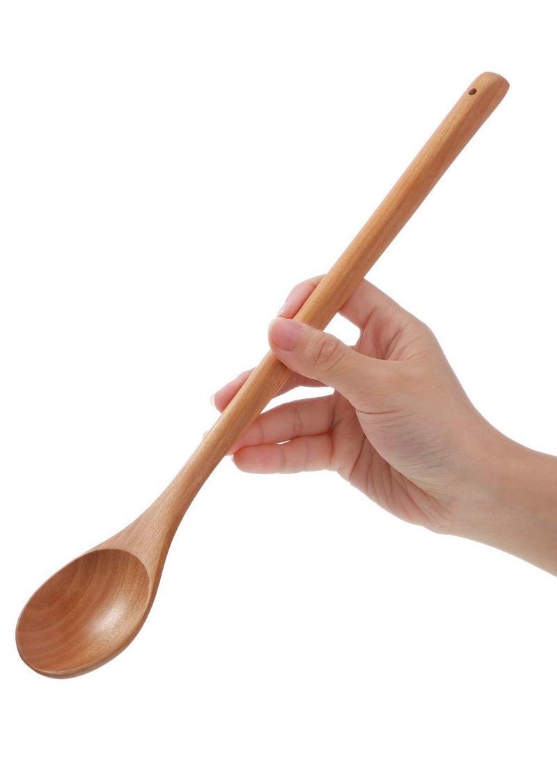 Wood Spoon, 4Pcs Wood Mixing Spoon Long Handle Wooden Spoons Wood Soup Spoons for Kitchen Stirring and Cooking 33CM