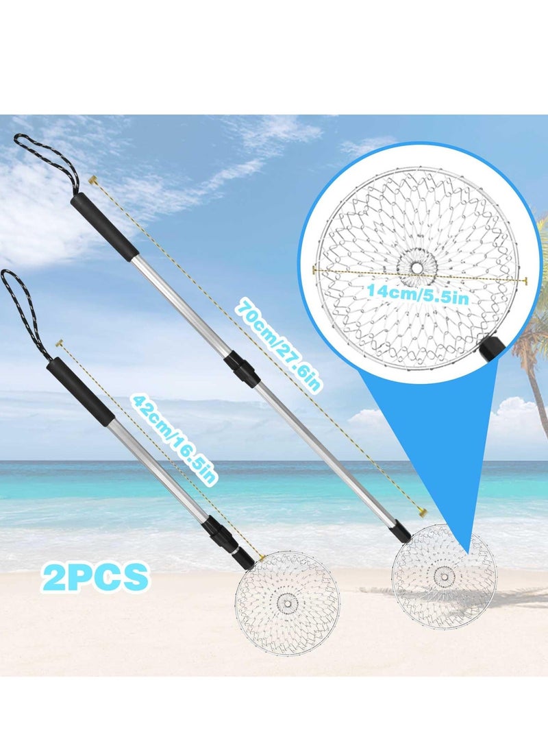 Beach Sand Sifter, 2PCS Shark Tooth Sifter Shell Scooper Sand Shovels, Retractable Beach Sand Sifter Shell Tool, Beach Scoop Shovel and Sifter Tool