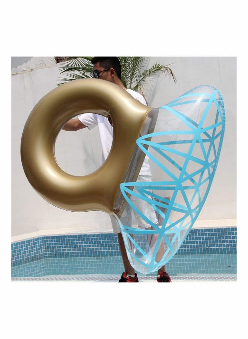 Large Inflatable Diamond Ring Swimming Ring Floating Bed Float Pool Lounger Giant Floats Ride Boat Raft for Pool Party Beach Swimming Pool Toys for Adult and Kids