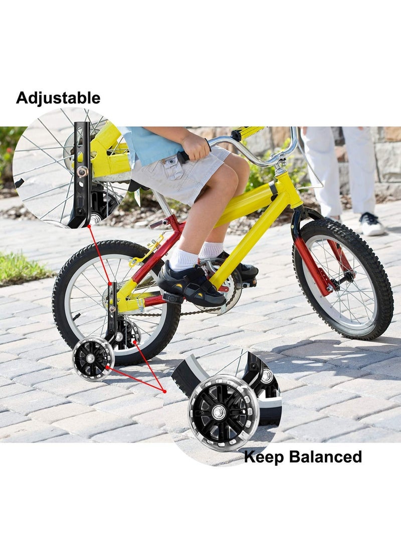 Kids Bike Support Wheel, Rear Training Wheel Stabilizer for 12 14 16 18 20 Inch Bike Silent Flash Wheel Boys and Girls Practice Stabilizer Mounting Kit (1 Set, Black)