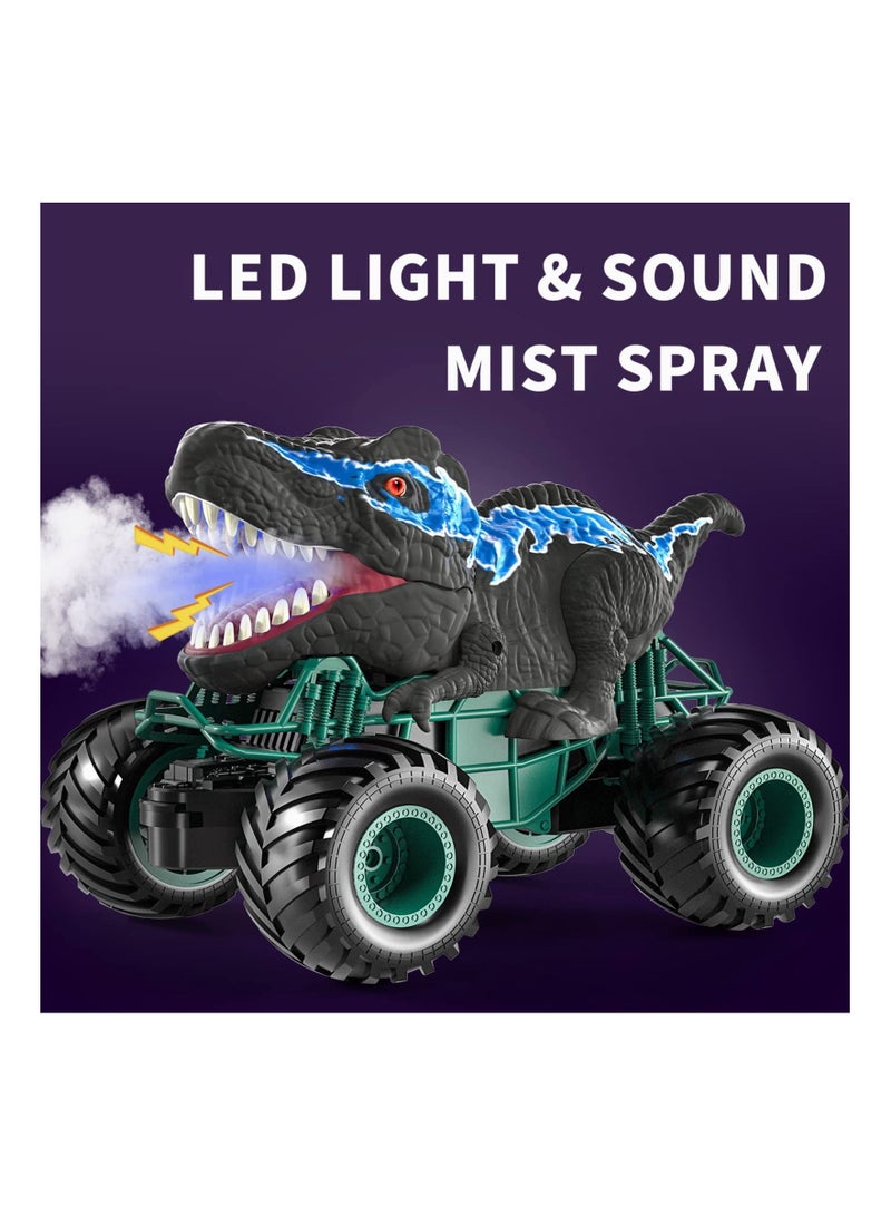 2.4GHz Remote Control Dinosaur Car Toys for Kids Boys RC Dino Car with Light Sound Spray Indoor Outdoor All Terrain Electric RC Toys Gifts for 3 to 12 Kids