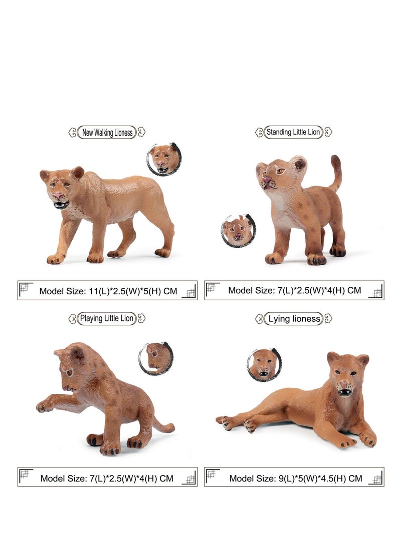 6 Pack Realistic Lion Toy, Realistic Forest Animals Baby Figurines, Plastic Animal Learning Educational Bath Toys, Suitable for Science Project Cake Party Decor
