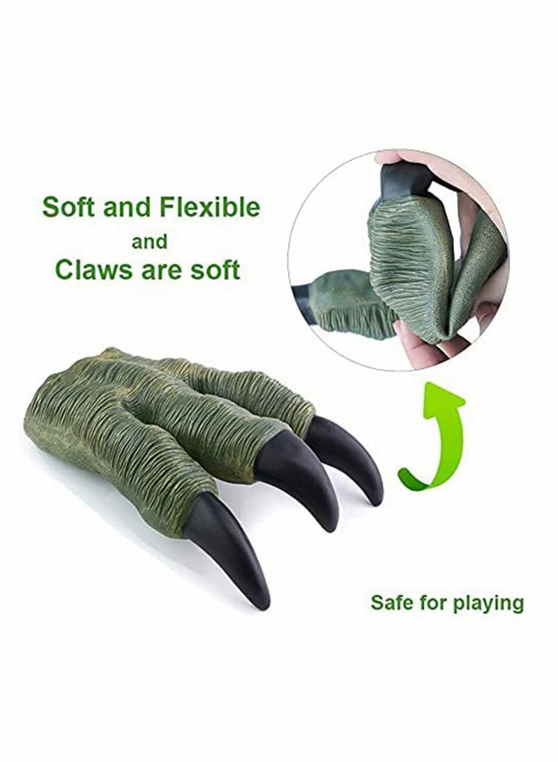Jurassic Dinosaur Velociraptor Claws Hands Paws Toys 2 PCS Soft Rubber Realistic for Adult Kids Cosplay Fun Design Ideal Puppet Show Gag Present Toy