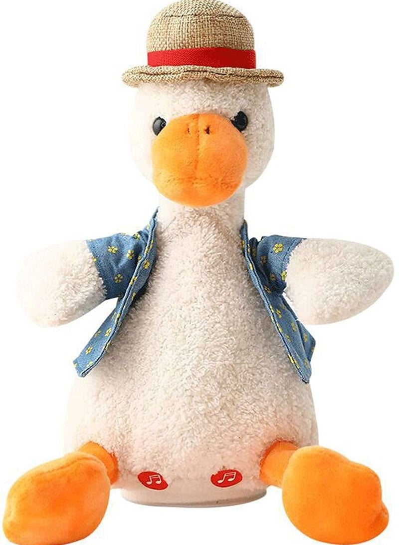 Talking Plush Toy, Cute Duck Shape Repeat What You Say Cute and Funny Plush Toy for Children's Baby Early Education, Plush Doll Gift (Yellow-White)