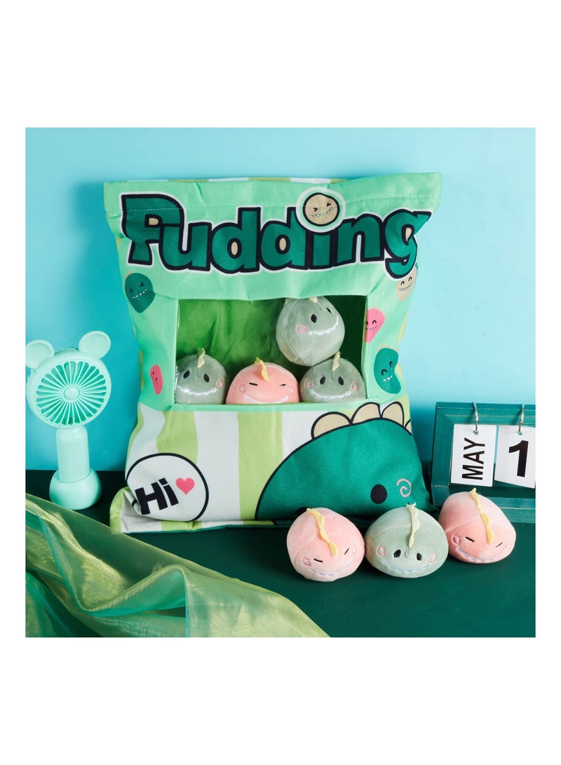 Plush Pillow Kawaii Room Decor Throw Removable Stuffed Animal Toys Fluffy Dinosaur Creative Gifts for Teens Girls Kids Green