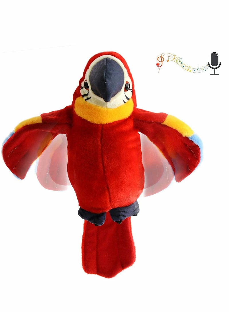 Plush Toy, Speaking Parrot Record Repeats Electronic Bird Talking Pet Stuffed Animal Waving Wings Plush Toy Interactive Animated Kids Gift, 23cm