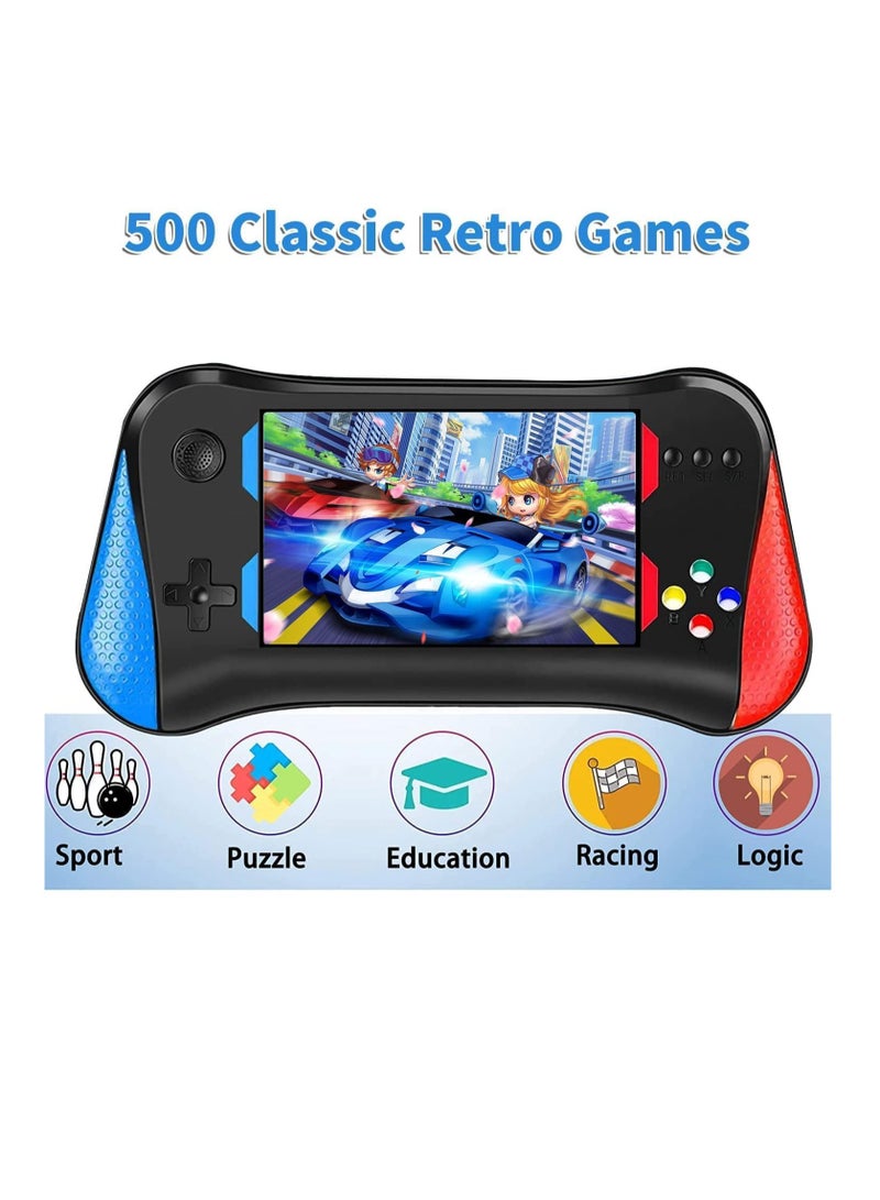 Handheld Game Console for Kids Adults, 3.5'' LCD Screen Retro Handheld Video Game Console, Preloaded 500 Classic Retro Video Games with Rechargeable Battery, Support 2 Players and TV Connection