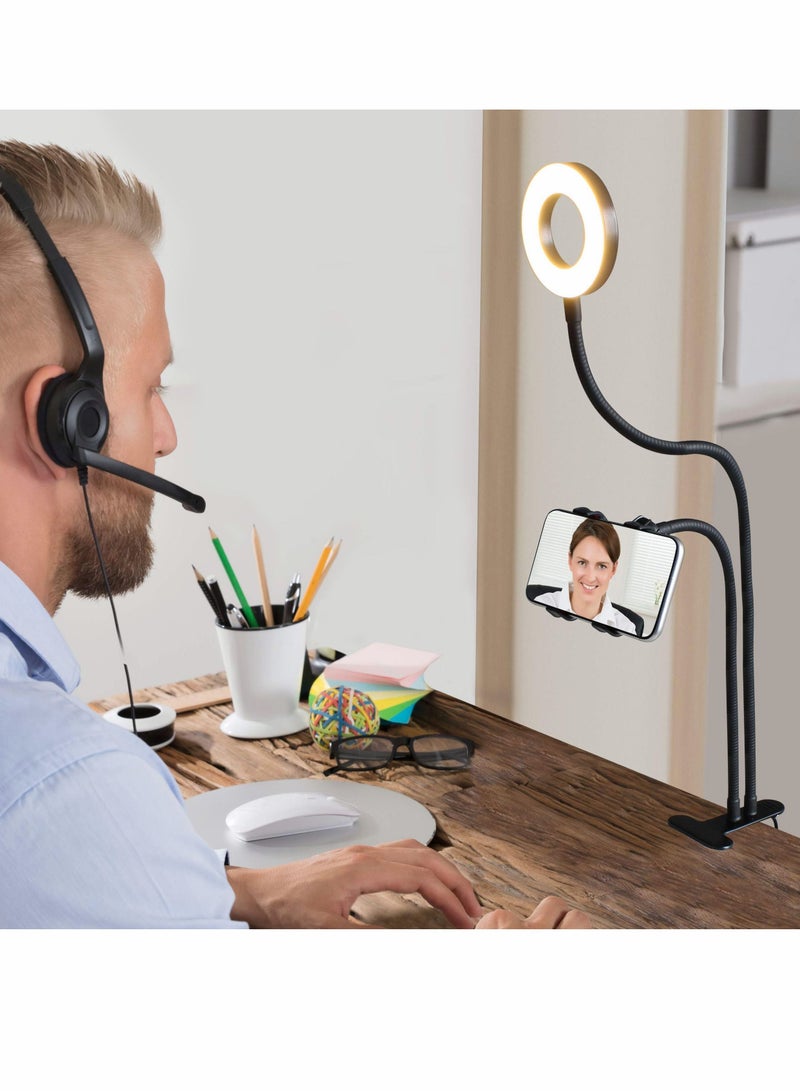 Selfie Ring Light with 24” Gooseneck Stand & Cell Phone Holder