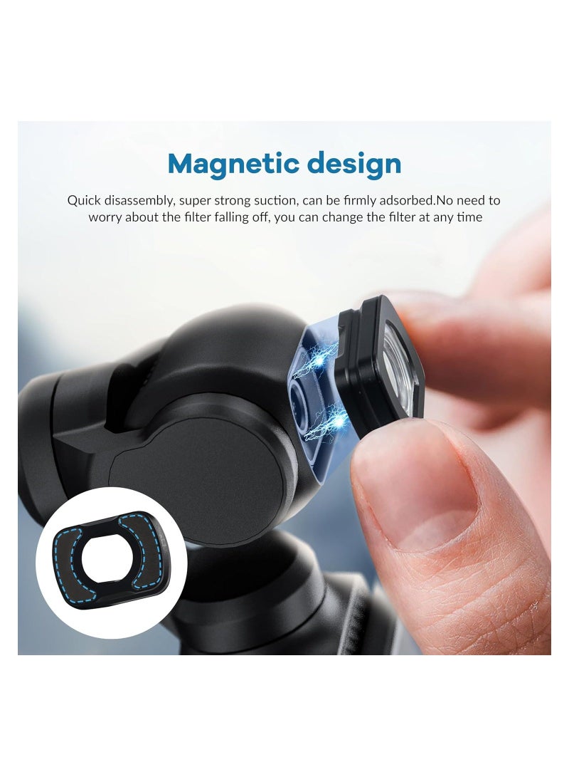 OSMO Pocket 3 Filter, Multi Coated Wide Angle Lens Fit for Dji Pocket 3 Accessories Protection Action Camera Lens, Hd Optical Correction Glass, Not Affect The Visual Effect(Magnetic Aluminum Version)