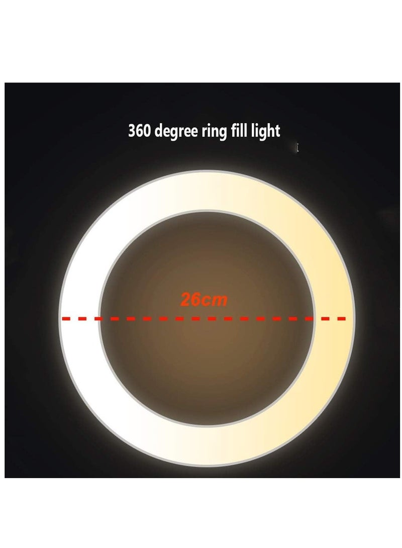 LED Ring Light Dimmable LED Desktop Fill Light 3 Colors Modes with 2/3 Phone Holders Curved Lampshade Design Eye Protection Without Glare for Live Stream Makeup (Color : A)