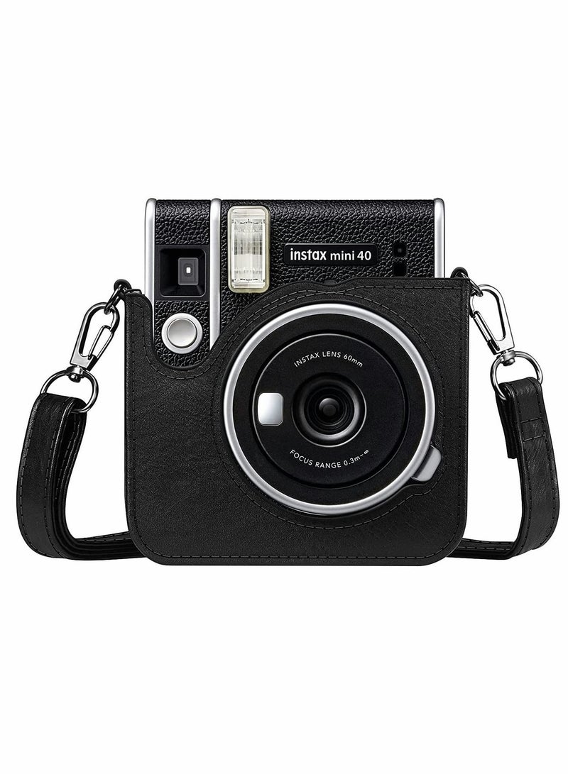 Camera Case for Mini 40， Instant Camera Protective Case Compatible with Instax Mini 40 Instant Film Camera (Black)