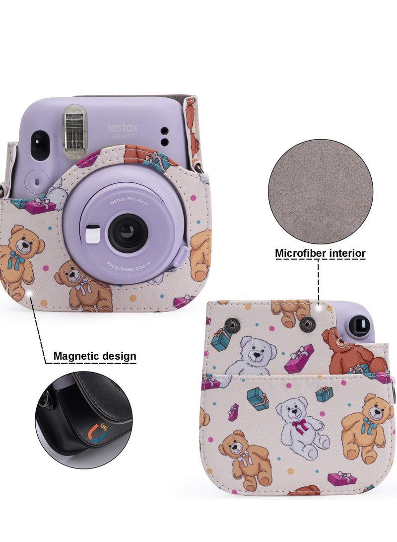 Case for Fujifilm Instax Mini 11 / 9 / 8 Instant Film Cameras with Accessory Pocket and Detachable/Adjustable Shoulder Strap