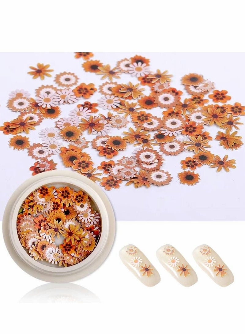 3D Flower Nail Art Sequins Decals, 9 Boxes 450pcs Sticker Colorful Mixed Flowers Leaves Design Slice Flakes for Face Body Decoration DIY Crafting