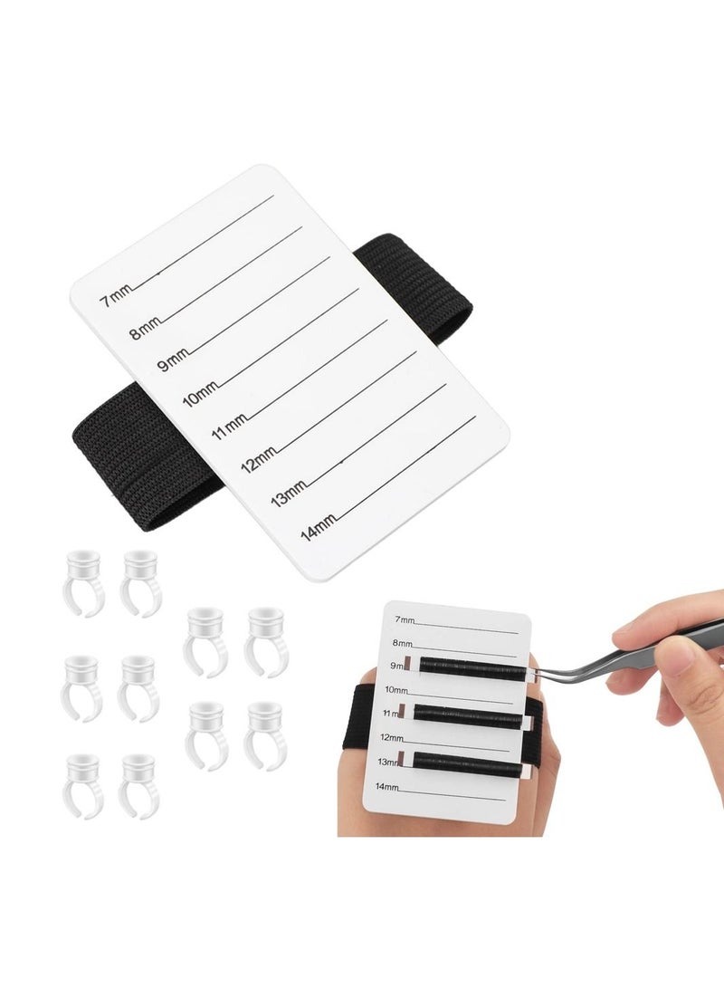Eyelash Extension Hand Plate, Eyelash Extension Holder With 10 Disposable Glue Rings with Adjustable Wrist Strap