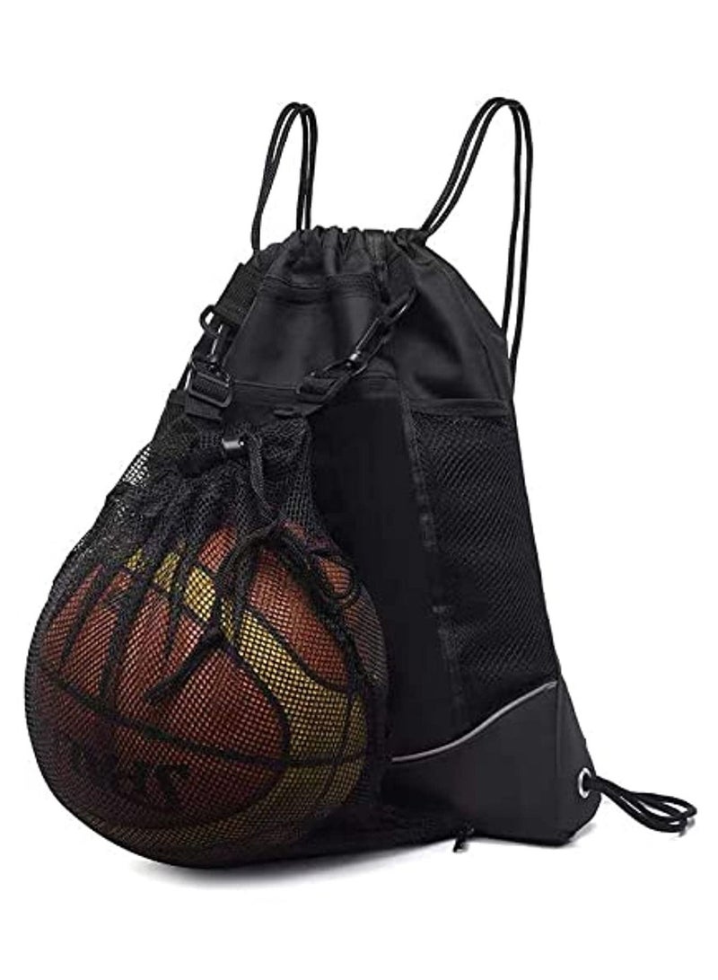 Drawstring pocket backpack, men's and women's outdoor travel sports backpack, basketball football swimming riding bag