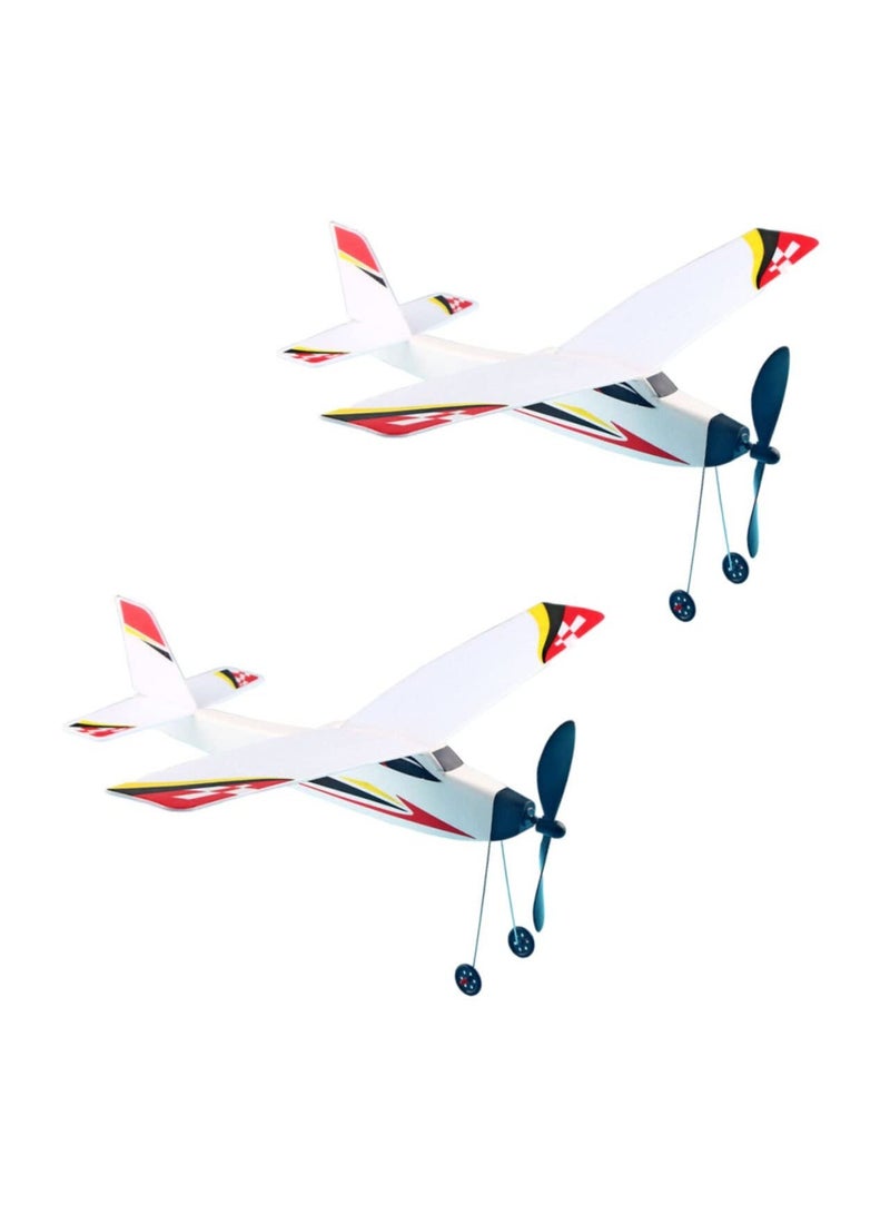 2Pcs Rubber Band Plane Glider Toy D Aircraft Model Airplane Gliders for Kids Planes Knight Fighter Powered 3D Plastic