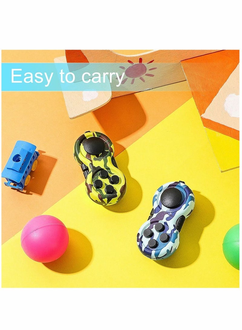 2 Pieces Fidget Pad Toy for Anxiety and Stress Relief 8 Fidget Features Cube with Silent Button ABS Plastic Fidget Controller Pad Cube for Kids and Adults