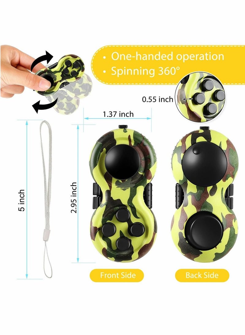 2 Pieces Fidget Pad Toy for Anxiety and Stress Relief 8 Fidget Features Cube with Silent Button ABS Plastic Fidget Controller Pad Cube for Kids and Adults