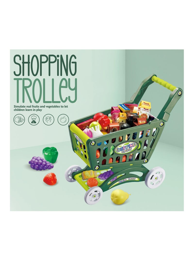 Kids' Shopping Trolley Set - Learn Through Play with 57 Accessories - Simulate Real Fruits and Vegetables - for Ages 3 and Up