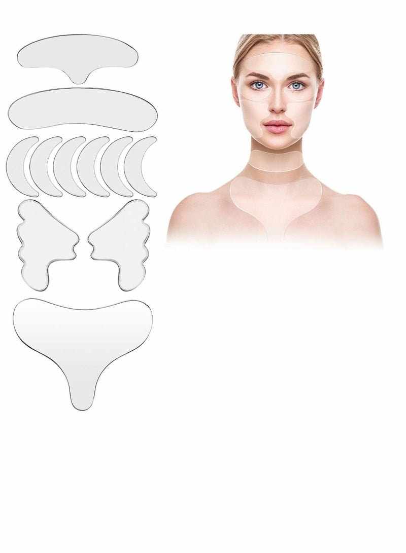 Wrinkle Pads, Face Lift Stickers, Chest Wrinkle Pads, 11 Reusable Silicone Chest Wrinkle Pads Patches, Silicone Neck Wrinkle Patches Pad Forehead Pad Set Cleavage Pad Eye Cheek Stick Valentine's Gift