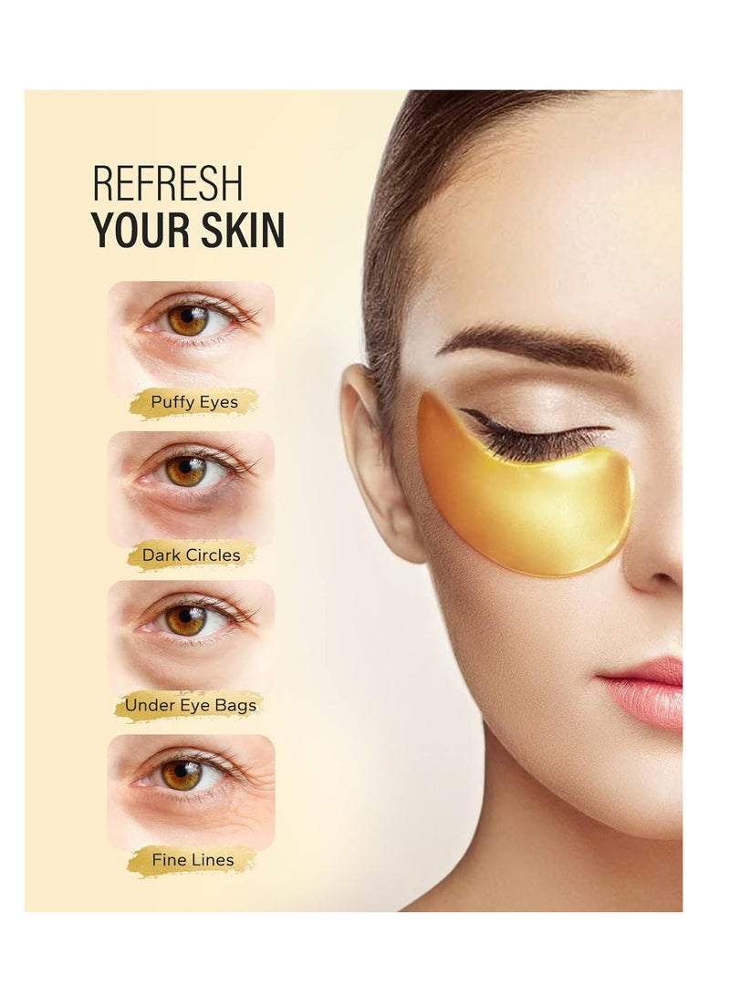 Maskiss 24k Gold Under Eye Patches (25 Pairs), eye mask, Collagen Skin Care Products, Eye Patches for Puffy Eyes, eye masks for dark circles and puffiness
