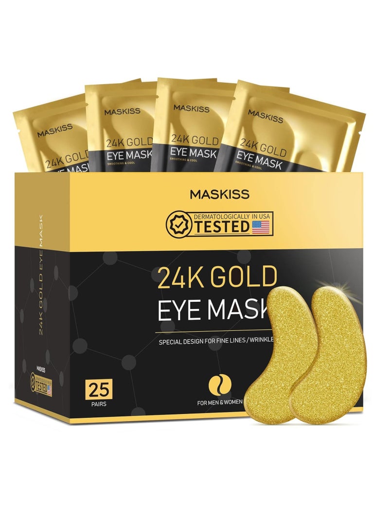 Maskiss 24k Gold Under Eye Patches (25 Pairs), eye mask, Collagen Skin Care Products, Eye Patches for Puffy Eyes, eye masks for dark circles and puffiness