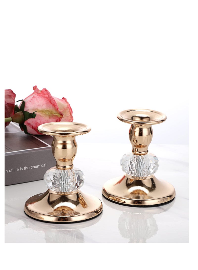 Crystal Ball Vintage Taper Candle Holders Set, Modern Metal Glass Candlestick Holders Decorative Candelabra Candle Stand Taper Candle Sticks Holder Decoration for Wedding Party Décor (Pack of 2)